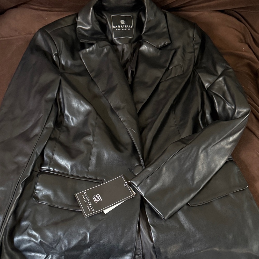 Bagatelle Women's Black Faux Leather Blazer